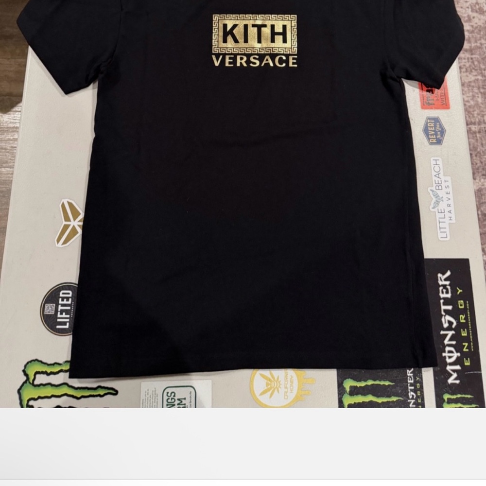 Versace Black Tee with Gold Logo